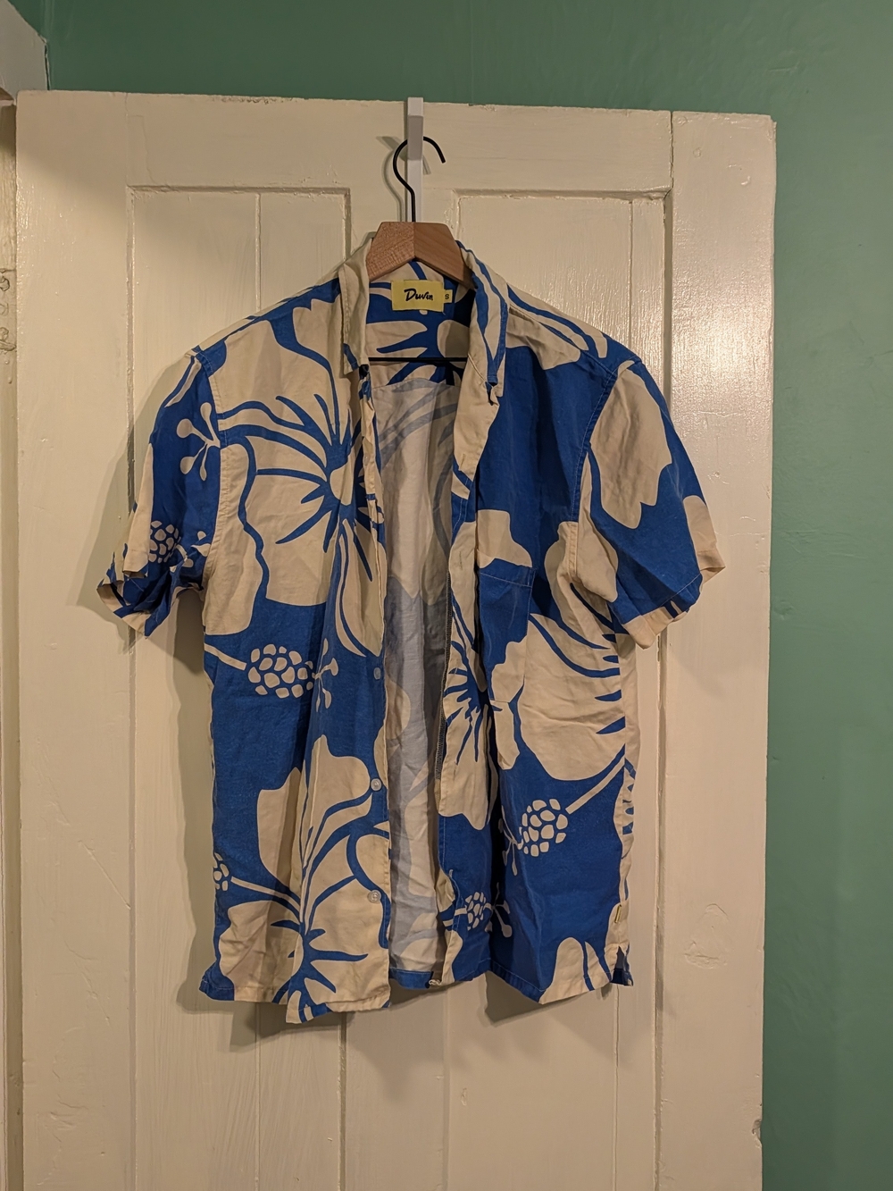 Duvin Hibiscus Blue & Cream Floral Short-Sleeve Shirt